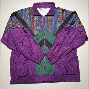Vintage 90s Longstreet Missy Patterned Windbreaker Jacket XL Multicolor
